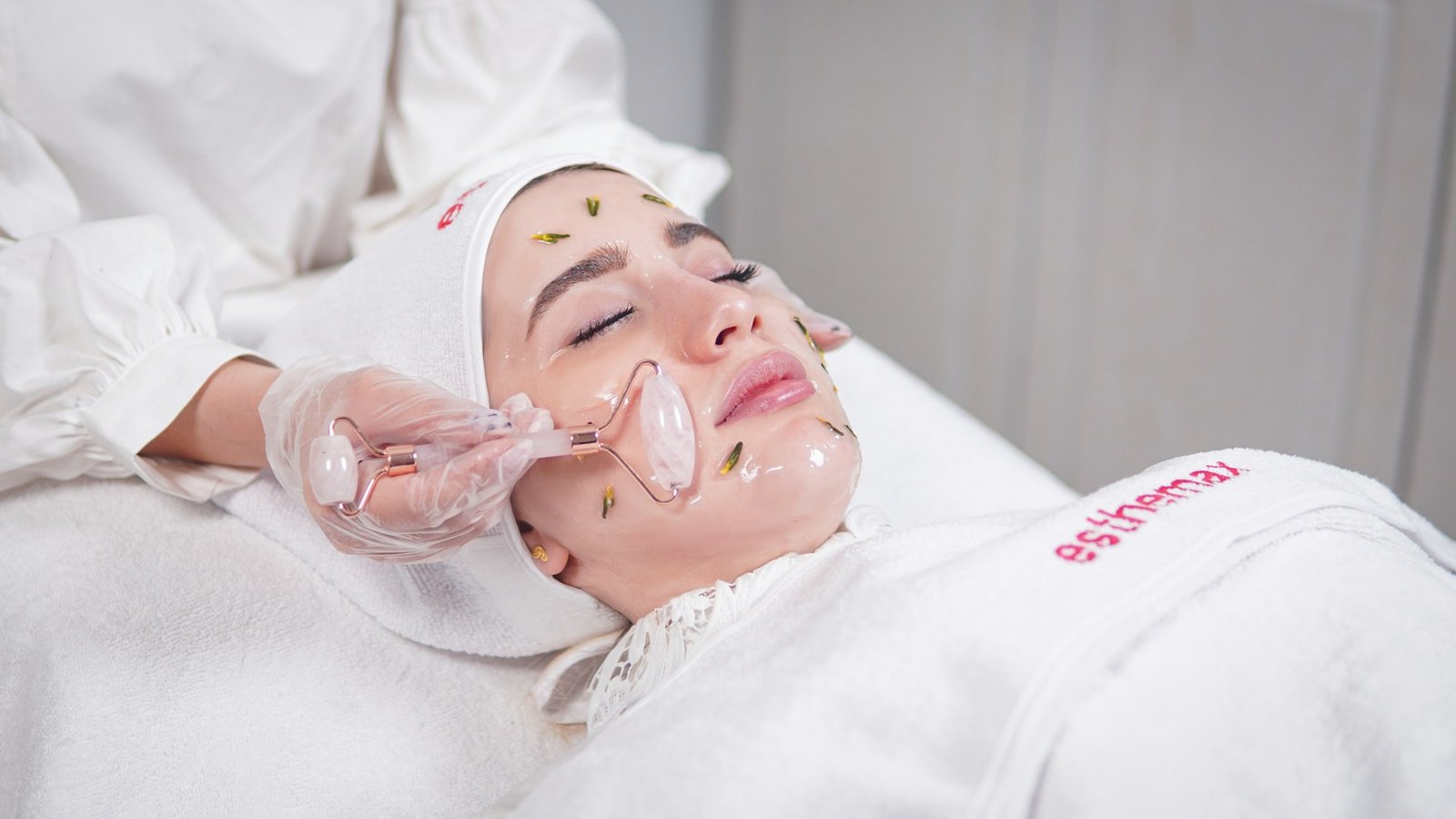 Woman receiving a professional facial treatment